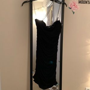 Black bodycon dress with rhinestone straps
